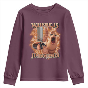 Marcus The Worm Meme Youth Sweatshirt Where Is Jimbo James TS14 Maroon Print Your Wear
