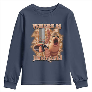 Marcus The Worm Meme Youth Sweatshirt Where Is Jimbo James TS14 Navy Print Your Wear