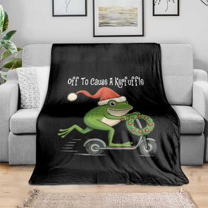 Off To Cause A Kerfuffle Throw Blanket Funny Frog Christmas TS14 Print Your Wear