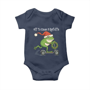 Off To Cause A Kerfuffle Baby Onesie Funny Frog Christmas TS14 Navy Print Your Wear