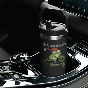 Off To Cause A Kerfuffle Flip Straw Tumbler Funny Frog Christmas TS14 Print Your Wear