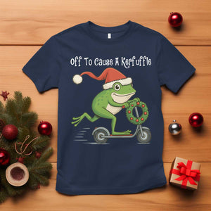 Off To Cause A Kerfuffle T Shirt Funny Frog Christmas TS14 Navy Print Your Wear