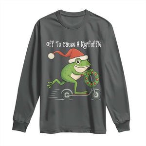 Off To Cause A Kerfuffle Long Sleeve Shirt Funny Frog Christmas TS14 Dark Heather Print Your Wear