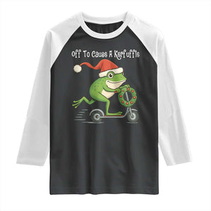 Off To Cause A Kerfuffle Raglan Shirt Funny Frog Christmas TS14 Black White Print Your Wear