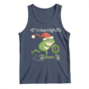 Off To Cause A Kerfuffle Tank Top Funny Frog Christmas TS14 Navy Print Your Wear