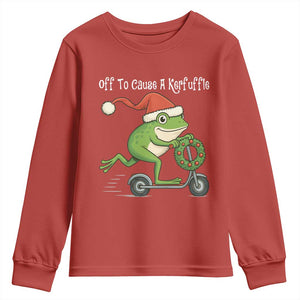 Off To Cause A Kerfuffle Youth Sweatshirt Funny Frog Christmas TS14 Red Print Your Wear