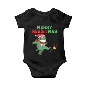 Merry Resistmas Frog Christmas Baby Onesie TS14 Black Print Your Wear