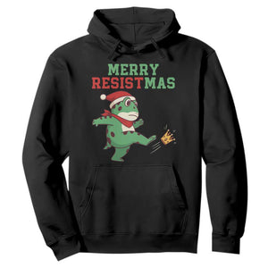 Merry Resistmas Frog Christmas Hoodie TS14 Black Print Your Wear