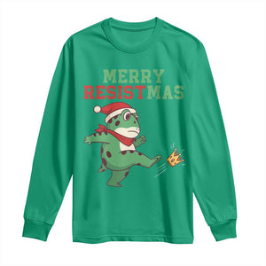 Merry Resistmas Frog Christmas Long Sleeve Shirt TS14 Irish Green Print Your Wear