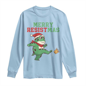Merry Resistmas Frog Christmas Long Sleeve Shirt TS14 Light Blue Print Your Wear