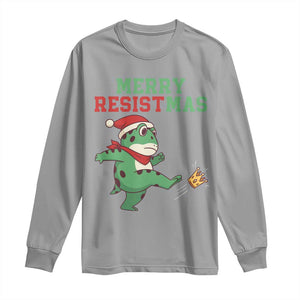 Merry Resistmas Frog Christmas Long Sleeve Shirt TS14 Sport Gray Print Your Wear