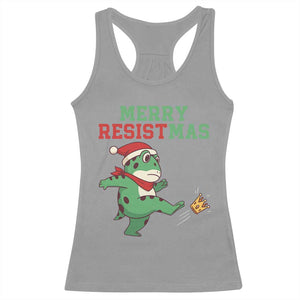 Merry Resistmas Frog Christmas Racerback Tank Top TS14 Sport Gray Print Your Wear