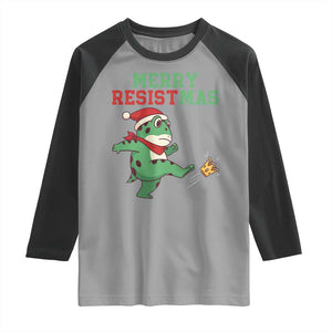 Merry Resistmas Frog Christmas Raglan Shirt TS14 Sport Gray Black Print Your Wear