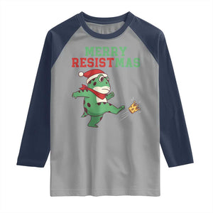 Merry Resistmas Frog Christmas Raglan Shirt TS14 Sport Gray Navy Print Your Wear