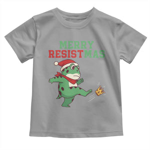 Merry Resistmas Frog Christmas Toddler T Shirt TS14 Sport Gray Print Your Wear