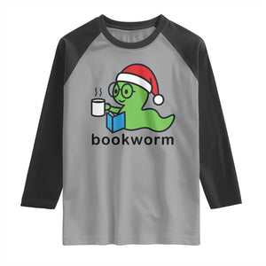 Bookworm Christmas Raglan Shirt Reading Book Lover TS14 Sport Gray Black Print Your Wear