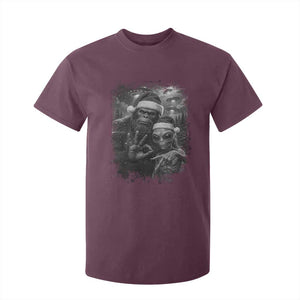 67 Six Seven Bigfoot Christmas T Shirt For Kid Sasquatch Ailen Selfie UFO Meme TS14 Maroon Print Your Wear