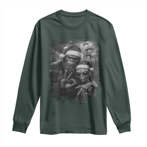 67 Six Seven Bigfoot Christmas Long Sleeve Shirt Sasquatch Ailen Selfie UFO Meme TS14 Dark Forest Green Print Your Wear