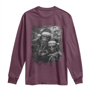 67 Six Seven Bigfoot Christmas Long Sleeve Shirt Sasquatch Ailen Selfie UFO Meme TS14 Maroon Print Your Wear
