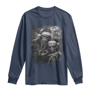 67 Six Seven Bigfoot Christmas Long Sleeve Shirt Sasquatch Ailen Selfie UFO Meme TS14 Navy Print Your Wear