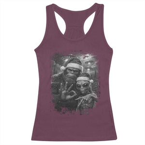 67 Six Seven Bigfoot Christmas Racerback Tank Top Sasquatch Ailen Selfie UFO Meme TS14 Maroon Print Your Wear