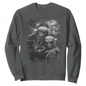 67 Six Seven Bigfoot Christmas Sweatshirt Sasquatch Ailen Selfie UFO Meme TS14 Dark Heather Print Your Wear