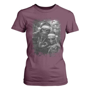 67 Six Seven Bigfoot Christmas T Shirt For Women Sasquatch Ailen Selfie UFO Meme TS14 Maroon Print Your Wear