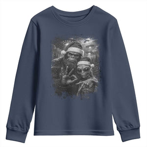 67 Six Seven Bigfoot Christmas Youth Sweatshirt Sasquatch Ailen Selfie UFO Meme TS14 Navy Print Your Wear