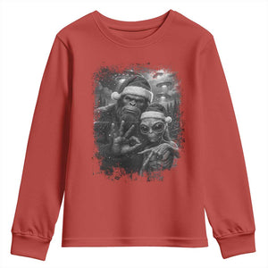 67 Six Seven Bigfoot Christmas Youth Sweatshirt Sasquatch Ailen Selfie UFO Meme TS14 Red Print Your Wear