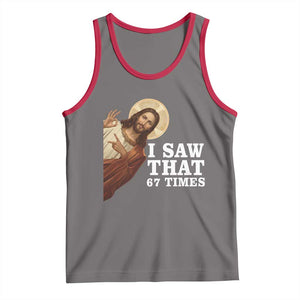 Funny Six Seven Meme Tank Top I Saw That 67 Times TS14 Deep Heather Red Print Your Wear