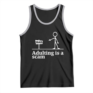 Adulting Is A Scam Tank Top Funny Quote Adult Humor TS14 Black Athletic Heather Print Your Wear