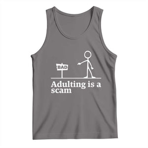 Adulting Is A Scam Tank Top Funny Quote Adult Humor TS14 Deep Heather Print Your Wear