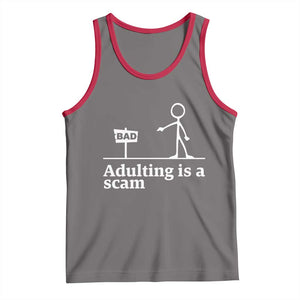 Adulting Is A Scam Tank Top Funny Quote Adult Humor TS14 Deep Heather Red Print Your Wear