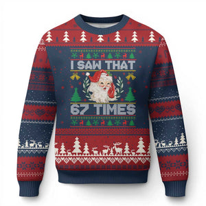 Funny Santa Christmas Ugly Christmas Sweater I Saw That 67 Times TS14 Navy Red Print Your Wear