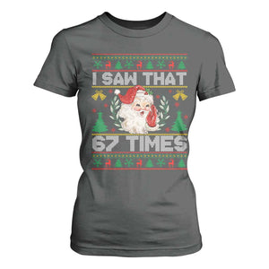 Funny Santa Christmas T Shirt For Women I Saw That 67 Times TS14 Dark Heather Print Your Wear