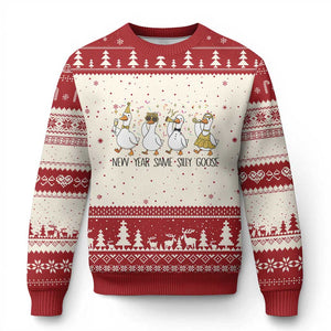 Silly Goose New Years 2026 Ugly Christmas Sweater Cute Goose Party Holiday TS14 Beige Red Print Your Wear