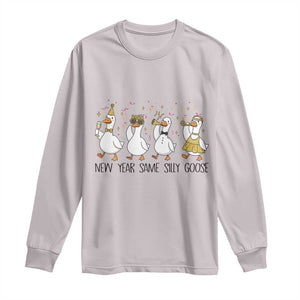 Silly Goose New Years 2026 Long Sleeve Shirt Cute Goose Party Holiday TS14 Ice Gray Print Your Wear