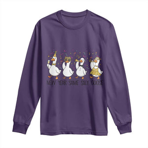 Silly Goose New Years 2026 Long Sleeve Shirt Cute Goose Party Holiday TS14 Purple Print Your Wear
