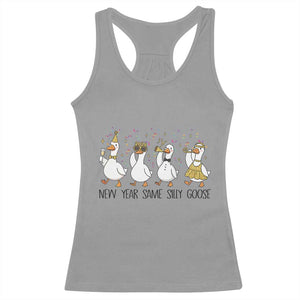 Silly Goose New Years 2026 Racerback Tank Top Cute Goose Party Holiday TS14 Sport Gray Print Your Wear