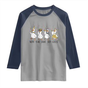 Silly Goose New Years 2026 Raglan Shirt Cute Goose Party Holiday TS14 Sport Gray Navy Print Your Wear