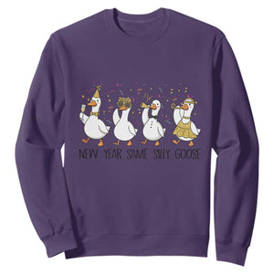 Silly Goose New Years 2026 Sweatshirt Cute Goose Party Holiday TS14 Purple Print Your Wear