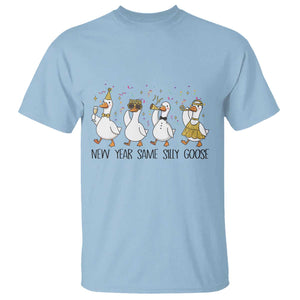 Silly Goose New Years 2026 T Shirt Cute Goose Party Holiday TS14 Light Blue Print Your Wear