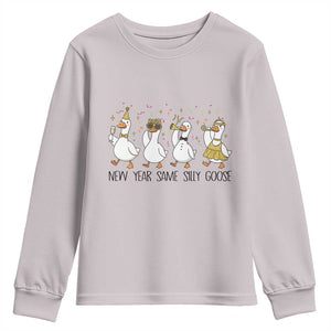 Silly Goose New Years 2026 Youth Sweatshirt Cute Goose Party Holiday TS14 Ice Gray Print Your Wear
