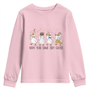 Silly Goose New Years 2026 Youth Sweatshirt Cute Goose Party Holiday TS14 Light Pink Print Your Wear