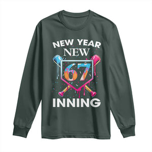 Funny Six Seven Meme Long Sleeve Shirt 67 Number Sports American Football Ice Cream Drip TS14 Dark Forest Green Print Your Wear