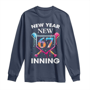 Funny Six Seven Meme Long Sleeve Shirt 67 Number Sports American Football Ice Cream Drip TS14 Navy Print Your Wear