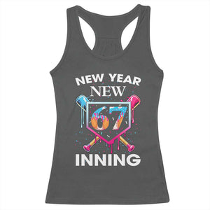Funny Six Seven Meme Racerback Tank Top 67 Number Sports American Football Ice Cream Drip TS14 Dark Heather Print Your Wear
