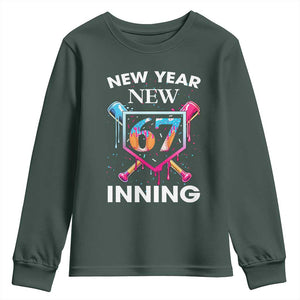 Funny Six Seven Meme Youth Sweatshirt 67 Number Sports American Football Ice Cream Drip TS14 Dark Forest Green Print Your Wear