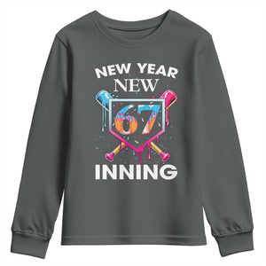Funny Six Seven Meme Youth Sweatshirt 67 Number Sports American Football Ice Cream Drip TS14 Dark Heather Print Your Wear