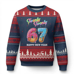 67 Six Seven Meme Ugly Christmas Sweater New Year 2026 Ice Cream Drip TS14 Navy Red Print Your Wear